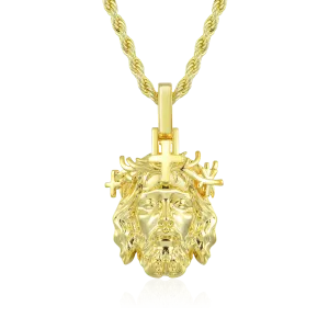 Jesus Piece Plain Gold Pendant - Micro