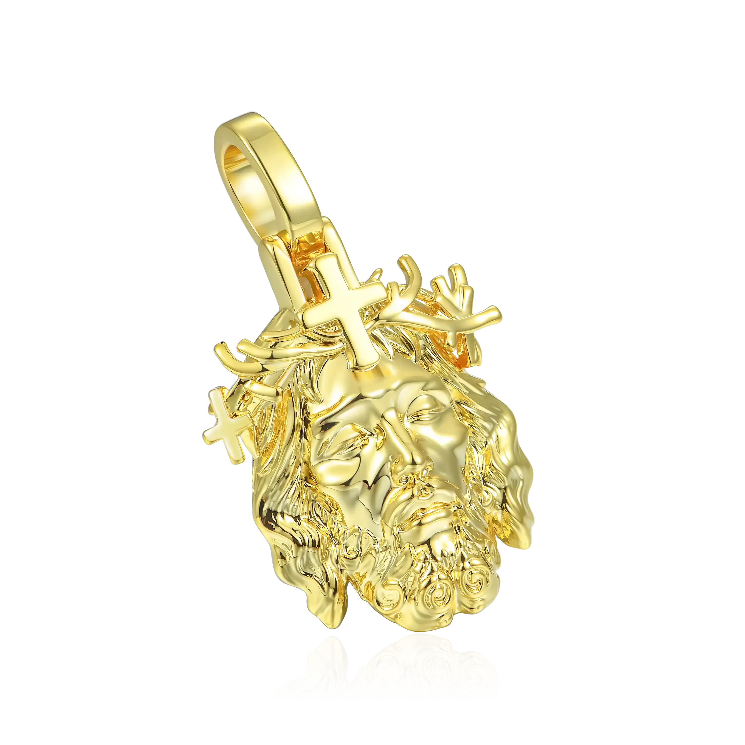 Jesus Piece Plain Gold Pendant - Micro