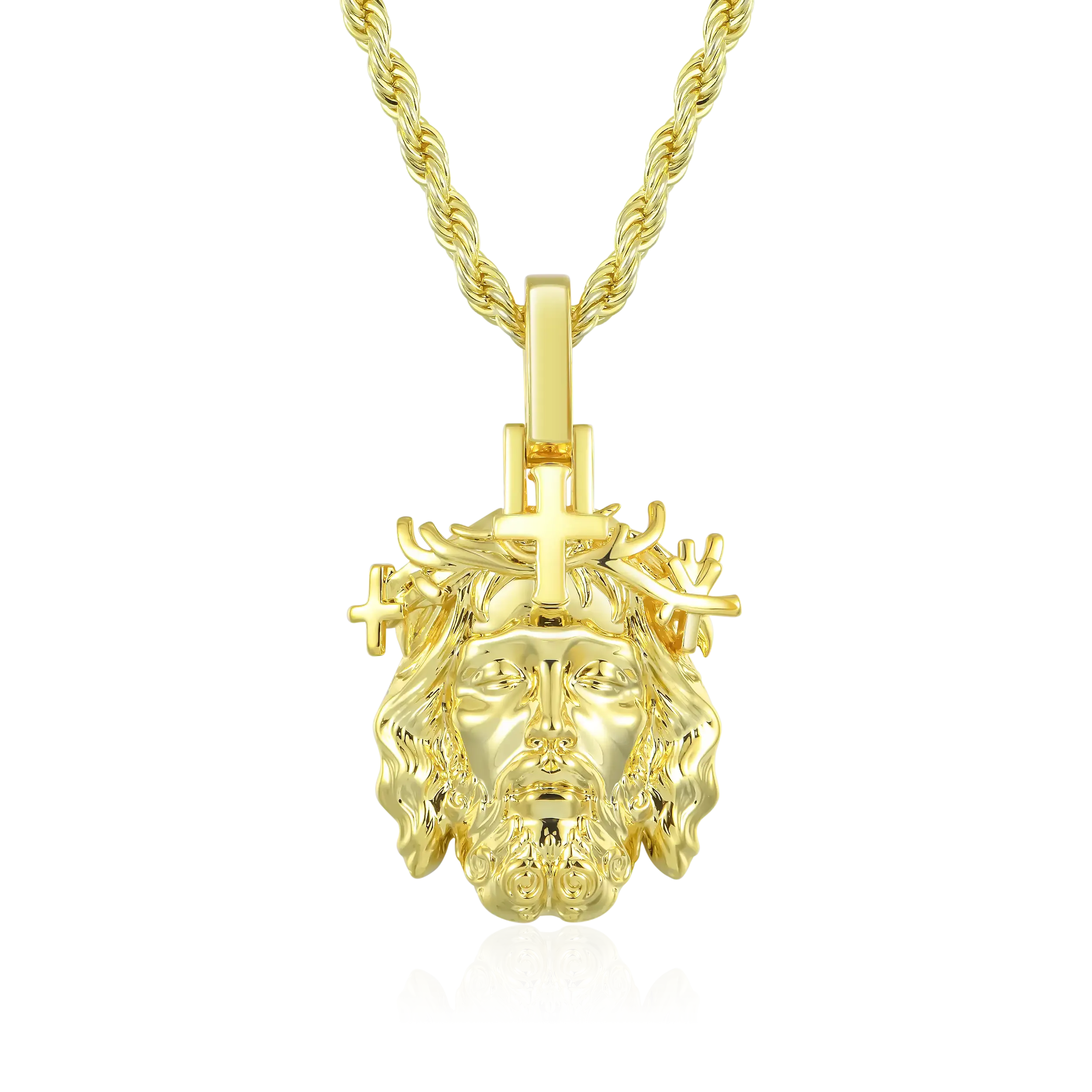 Jesus Piece Plain Gold Pendant - Micro
