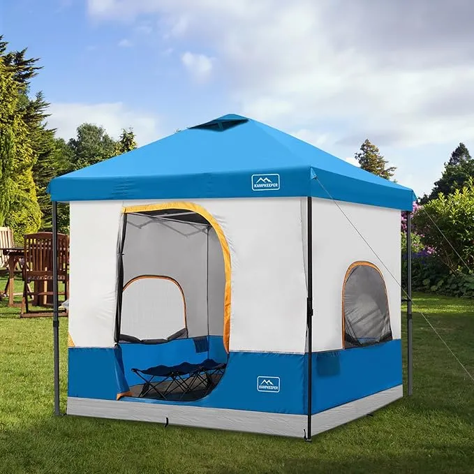 KAMPKEEPER 6 Person Camping Tent, 10x10 Pop Up Canopy Tent with Camping Cube, Converts 10'x10' Straight Leg Canopy into Camping Inner Tent–Fully Vented Roof(Canopy & Frame Included)