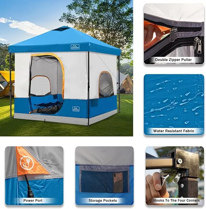 KAMPKEEPER 6 Person Camping Tent, 10x10 Pop Up Canopy Tent with Camping Cube, Converts 10'x10' Straight Leg Canopy into Camping Inner Tent–Fully Vented Roof(Canopy & Frame Included)