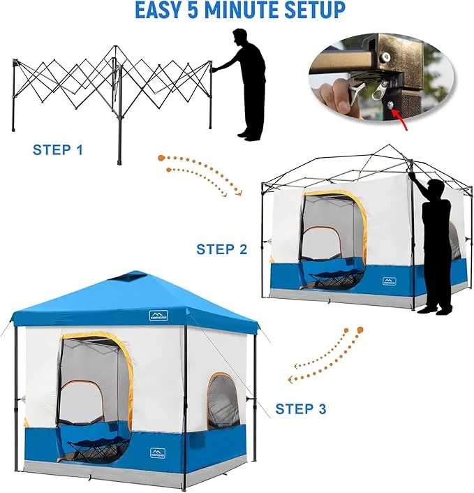 KAMPKEEPER 6 Person Camping Tent, 10x10 Pop Up Canopy Tent with Camping Cube, Converts 10'x10' Straight Leg Canopy into Camping Inner Tent–Fully Vented Roof(Canopy & Frame Included)