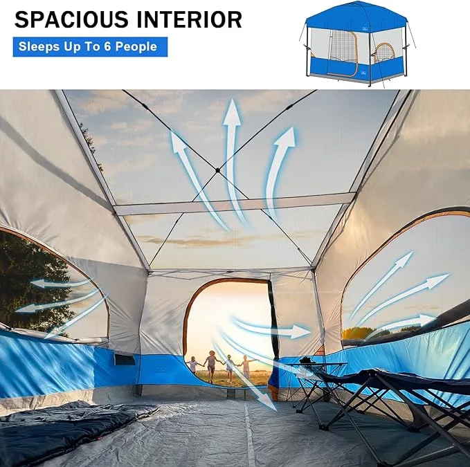 KAMPKEEPER 6 Person Camping Tent, 10x10 Pop Up Canopy Tent with Camping Cube, Converts 10'x10' Straight Leg Canopy into Camping Inner Tent–Fully Vented Roof(Canopy & Frame Included)