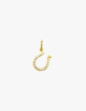 KJC Horseshoe with Diamonds Charm in Yellow Gold
