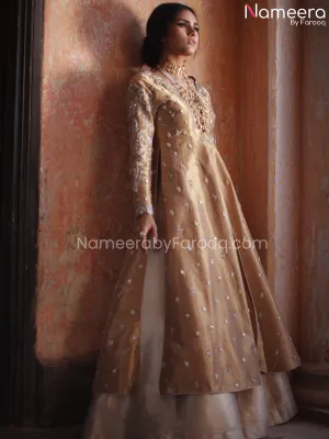 Latest Golden Kameez with Ivory Lehenga Online #BS198