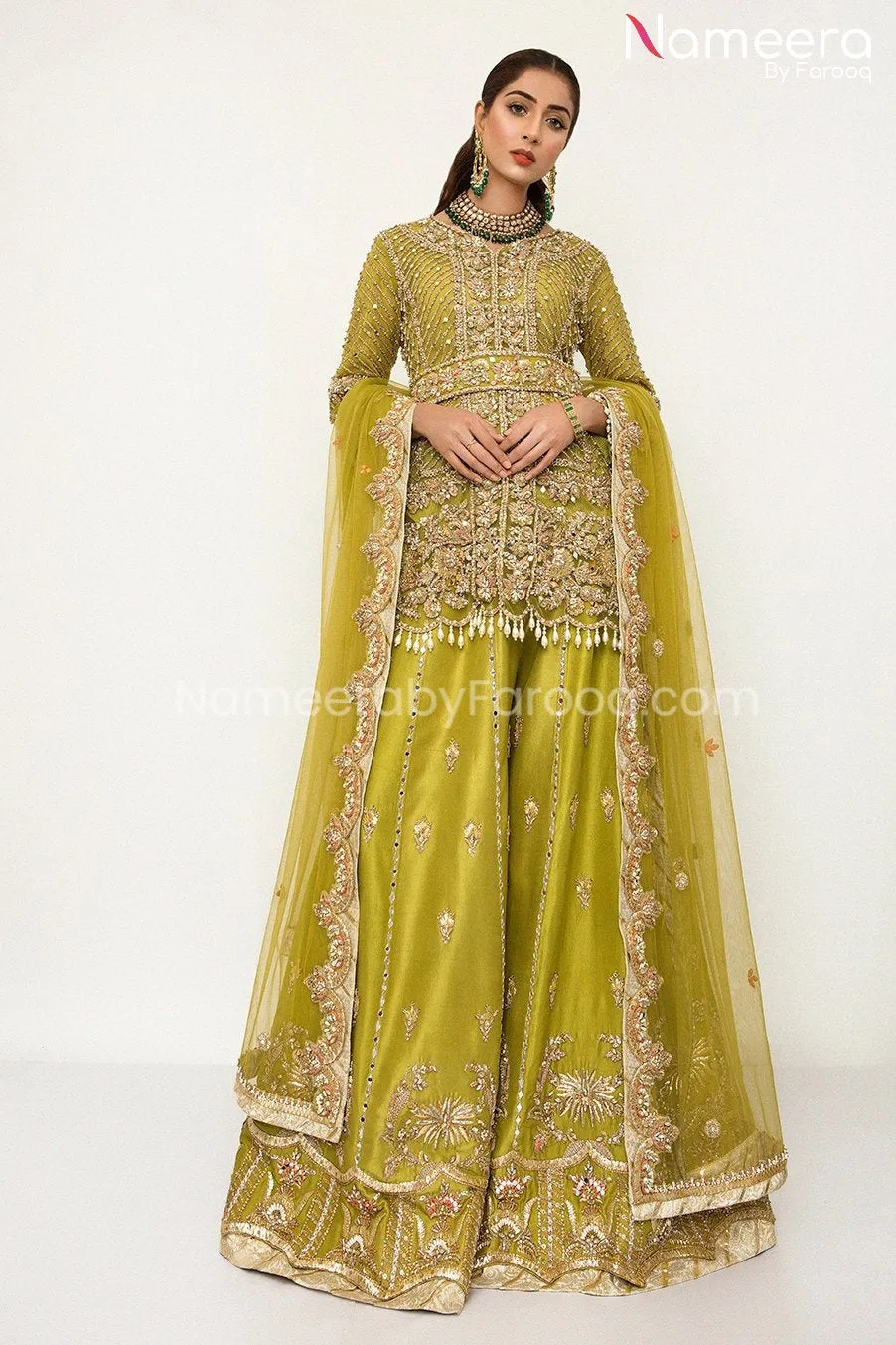 Lavish Pakistani Bridal Sharara Dress Online #BS96