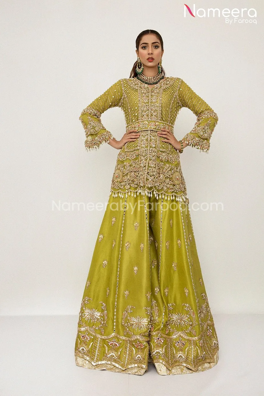 Lavish Pakistani Bridal Sharara Dress Online #BS96