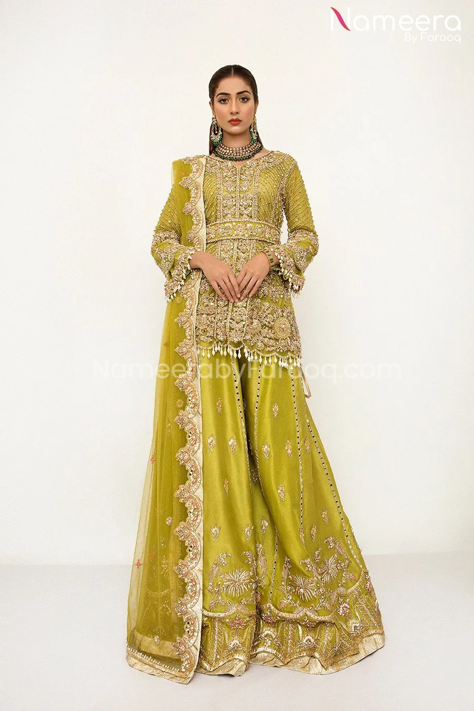 Lavish Pakistani Bridal Sharara Dress Online #BS96