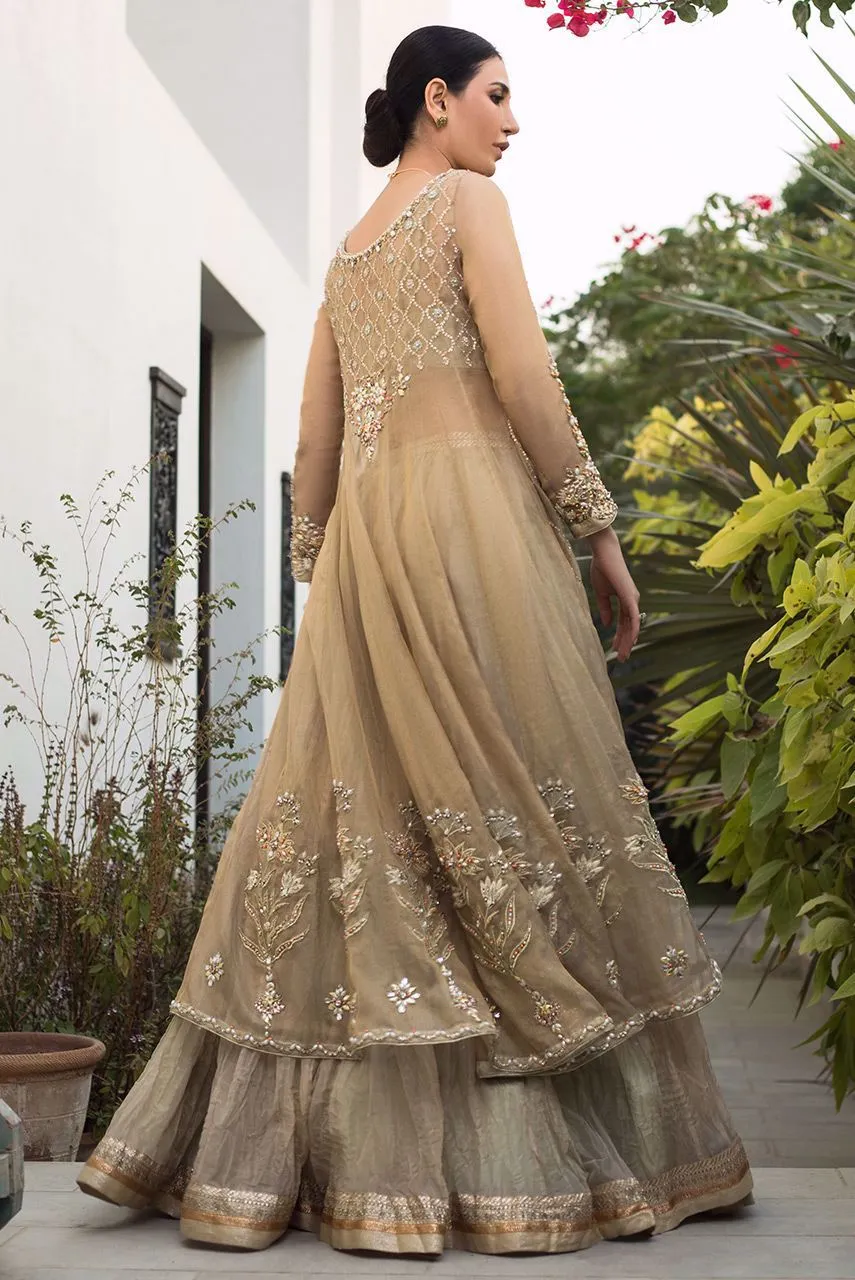 Lehenga & Front Open Gown Pakistani Nikkah Dress #BS780