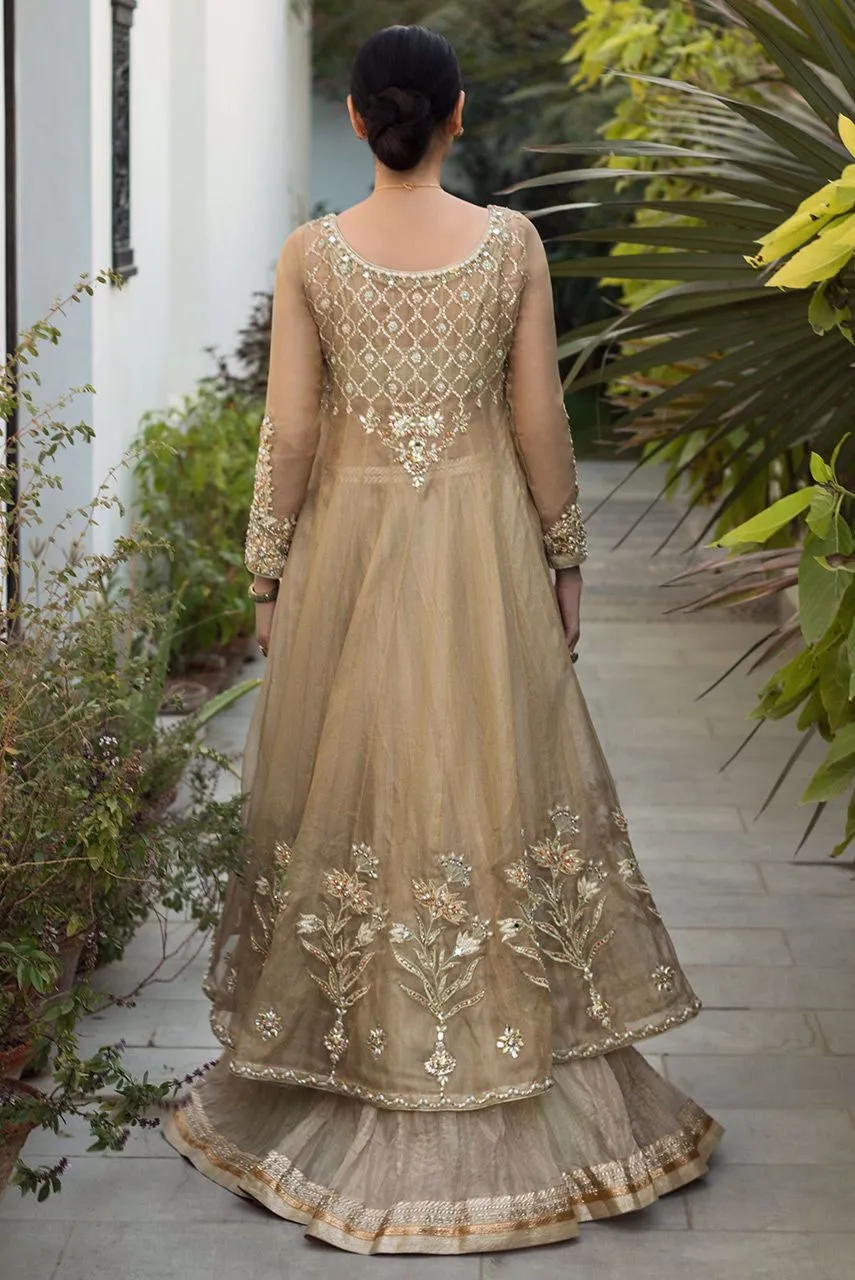 Lehenga & Front Open Gown Pakistani Nikkah Dress #BS780