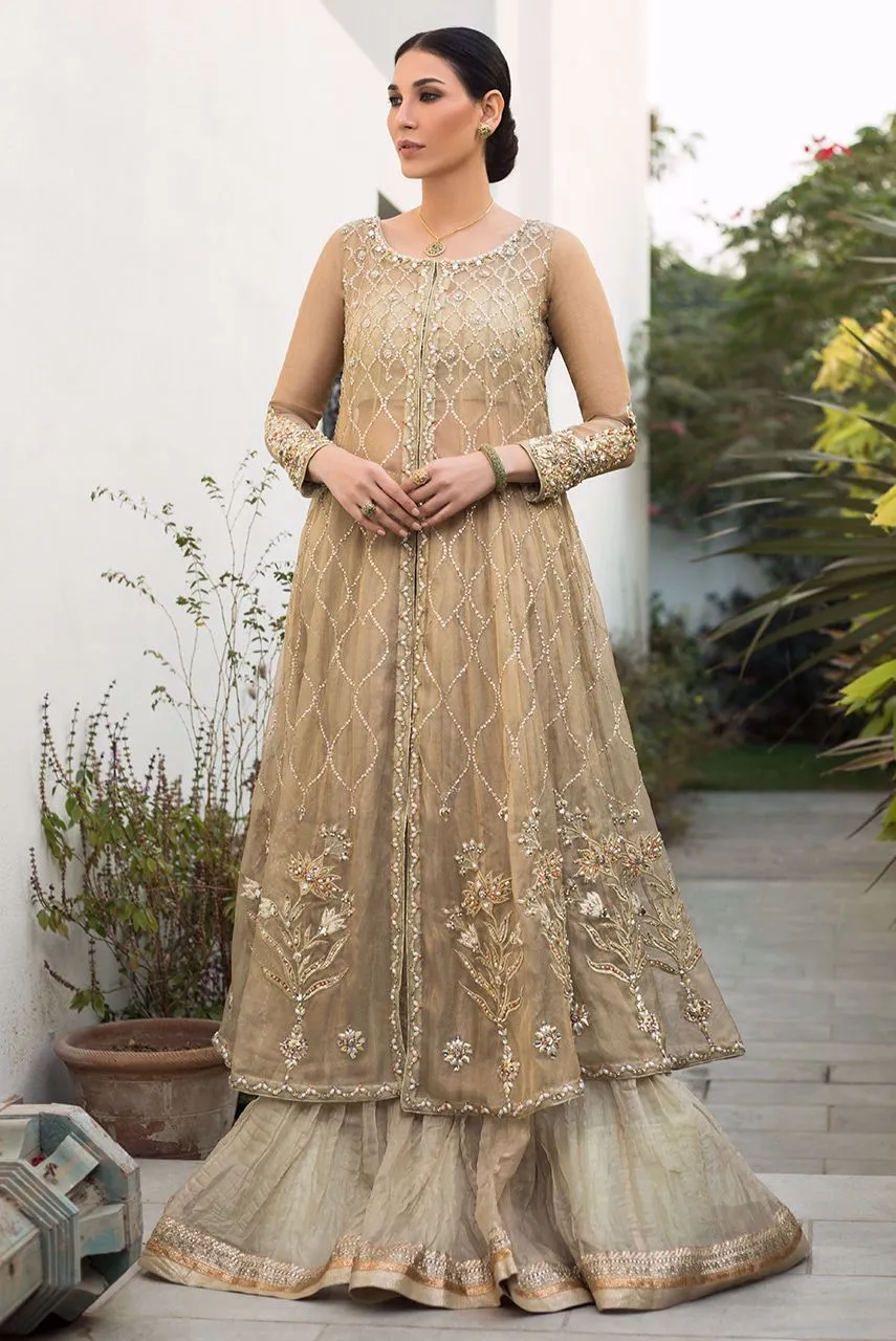 Lehenga & Front Open Gown Pakistani Nikkah Dress #BS780