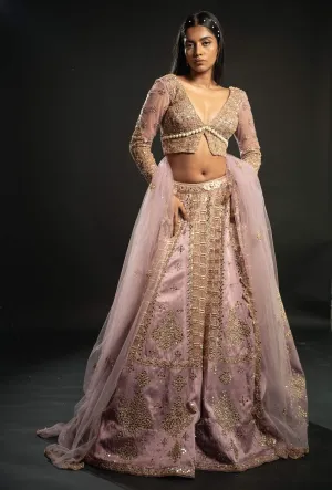 Lilac embroidered lehenga set