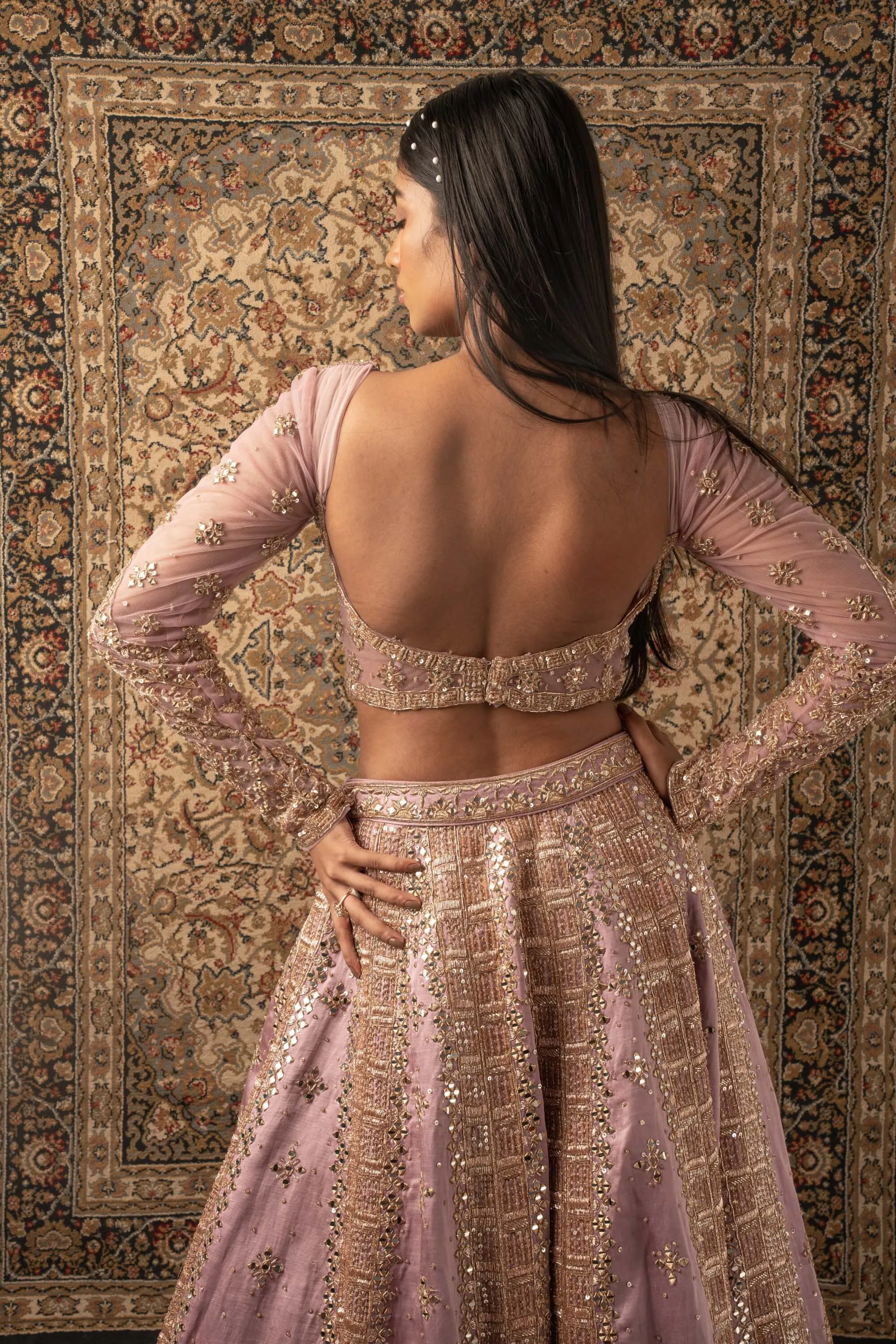Lilac embroidered lehenga set