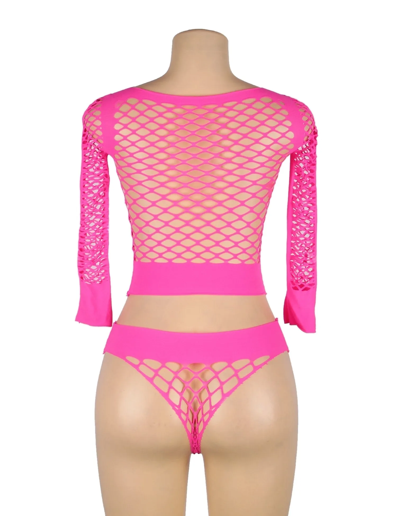 Long Sleeve Two-Piece Bodystocking Egypt With Fishnet Crop Top And Bottom