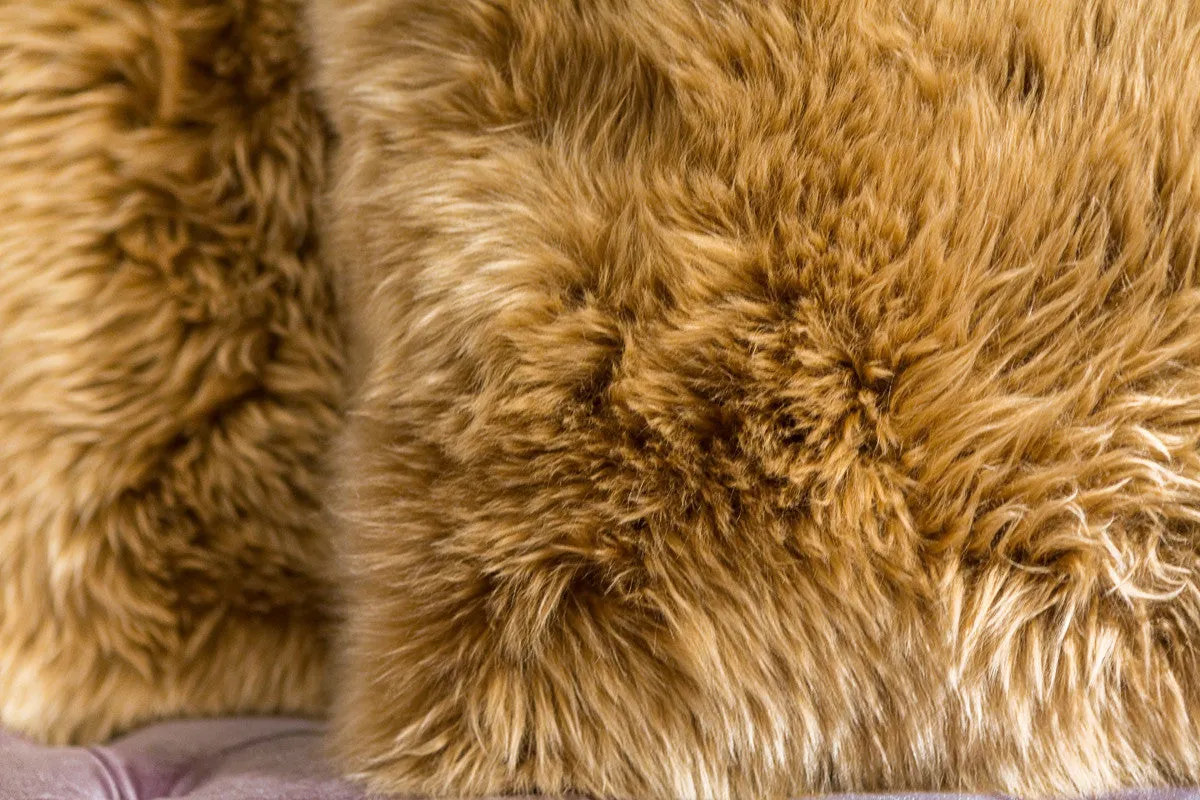 Long Wool Pillow, Toffee 20" x 20" - Auskin