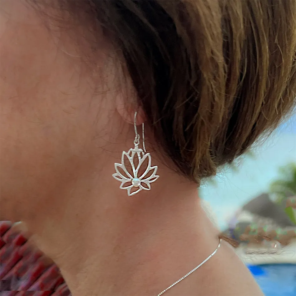 Lotus Pearl Earrings - Sterling Silver, Indonesia