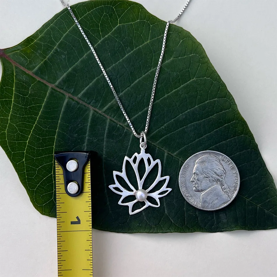 Lotus Pearl Necklace - Sterling Silver, Indonesia