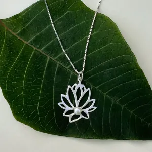 Lotus Pearl Necklace - Sterling Silver, Indonesia