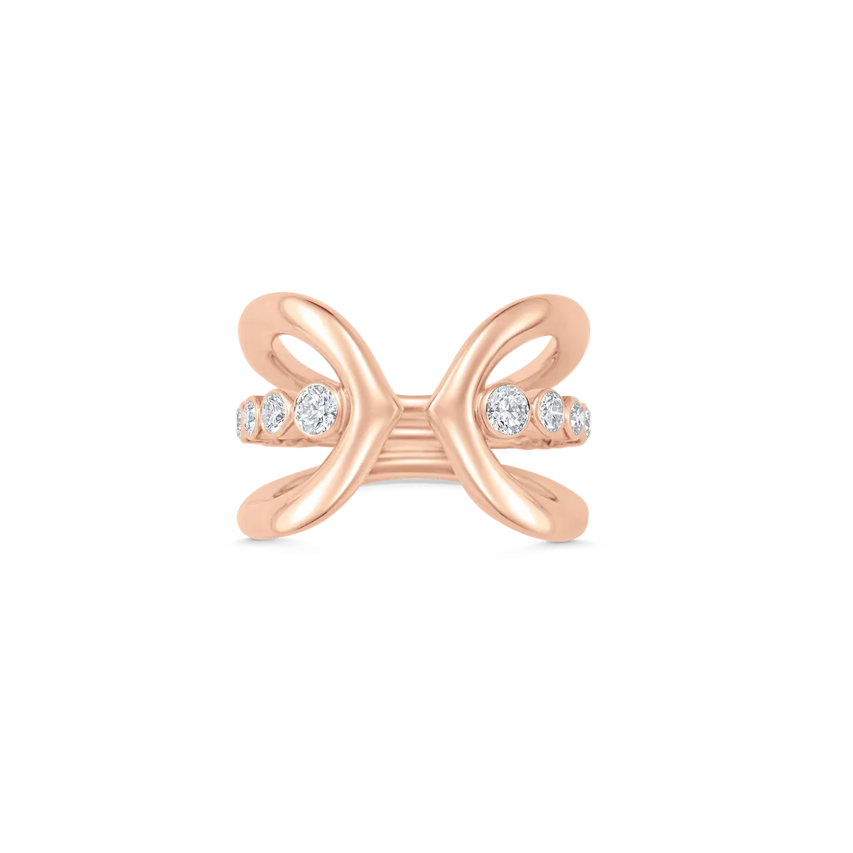 Lucia Rose Gold White Diamond Pave Claw Ring