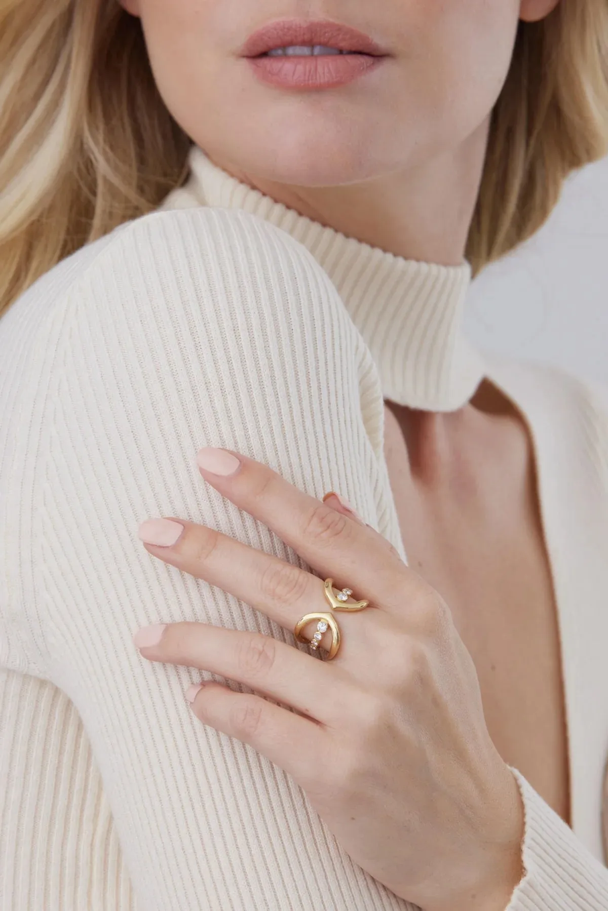 Lucia Rose Gold White Diamond Pave Claw Ring