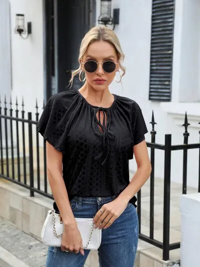 Luscious Keyhole Blouse- 3 Colors (Pink, White, Black)