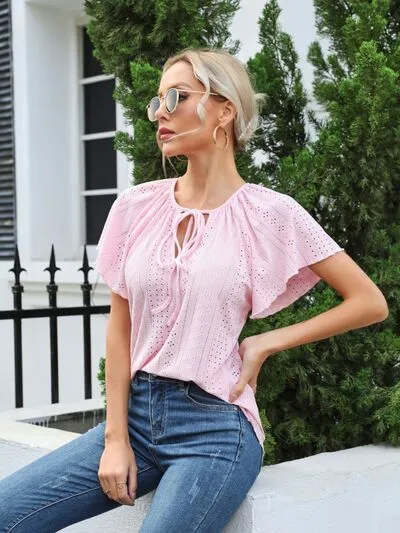 Luscious Keyhole Blouse- 3 Colors (Pink, White, Black)