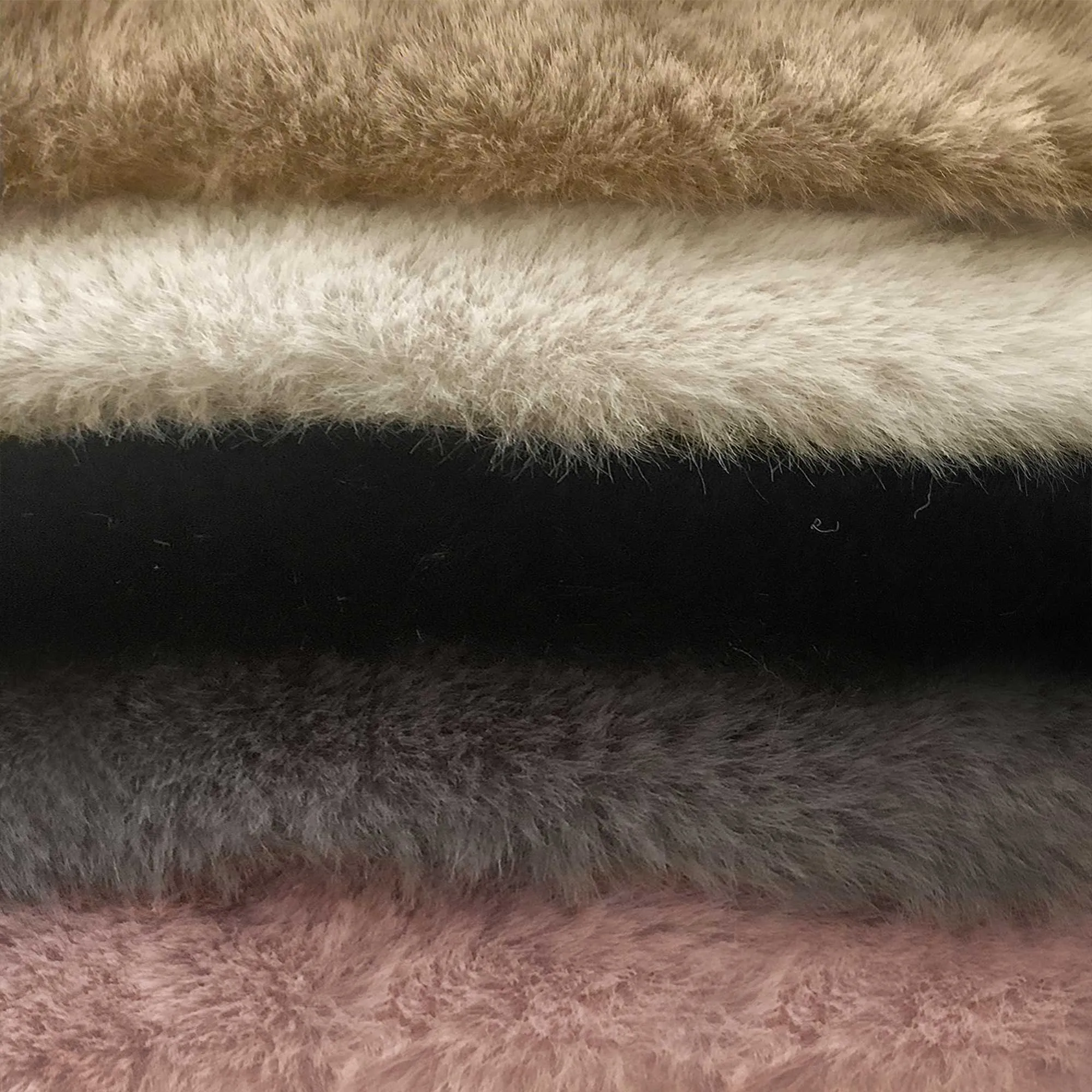 Luxe Faux Rabbit Fur Rectangular Rug 3' x 5' - Black