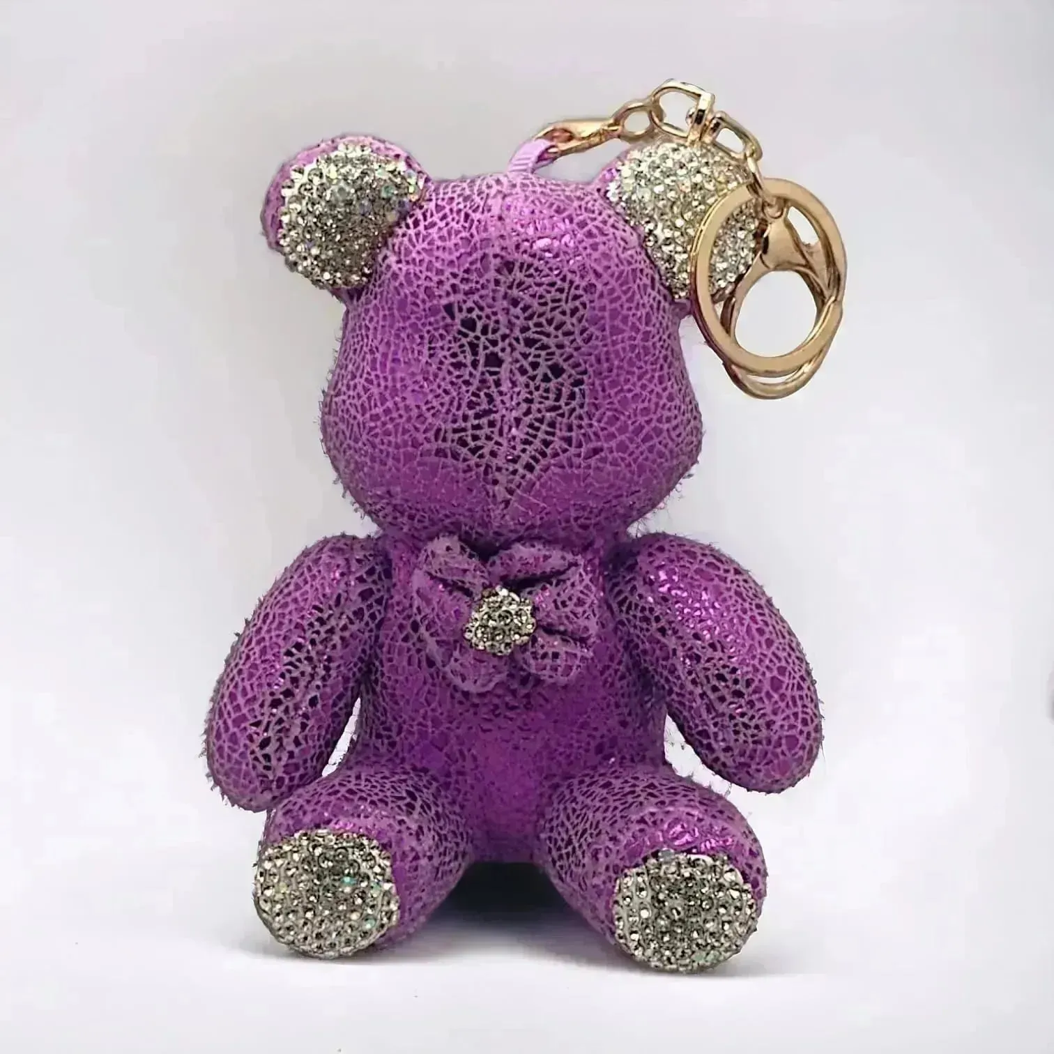 Luxurious Rhinestone Teddy Keychain