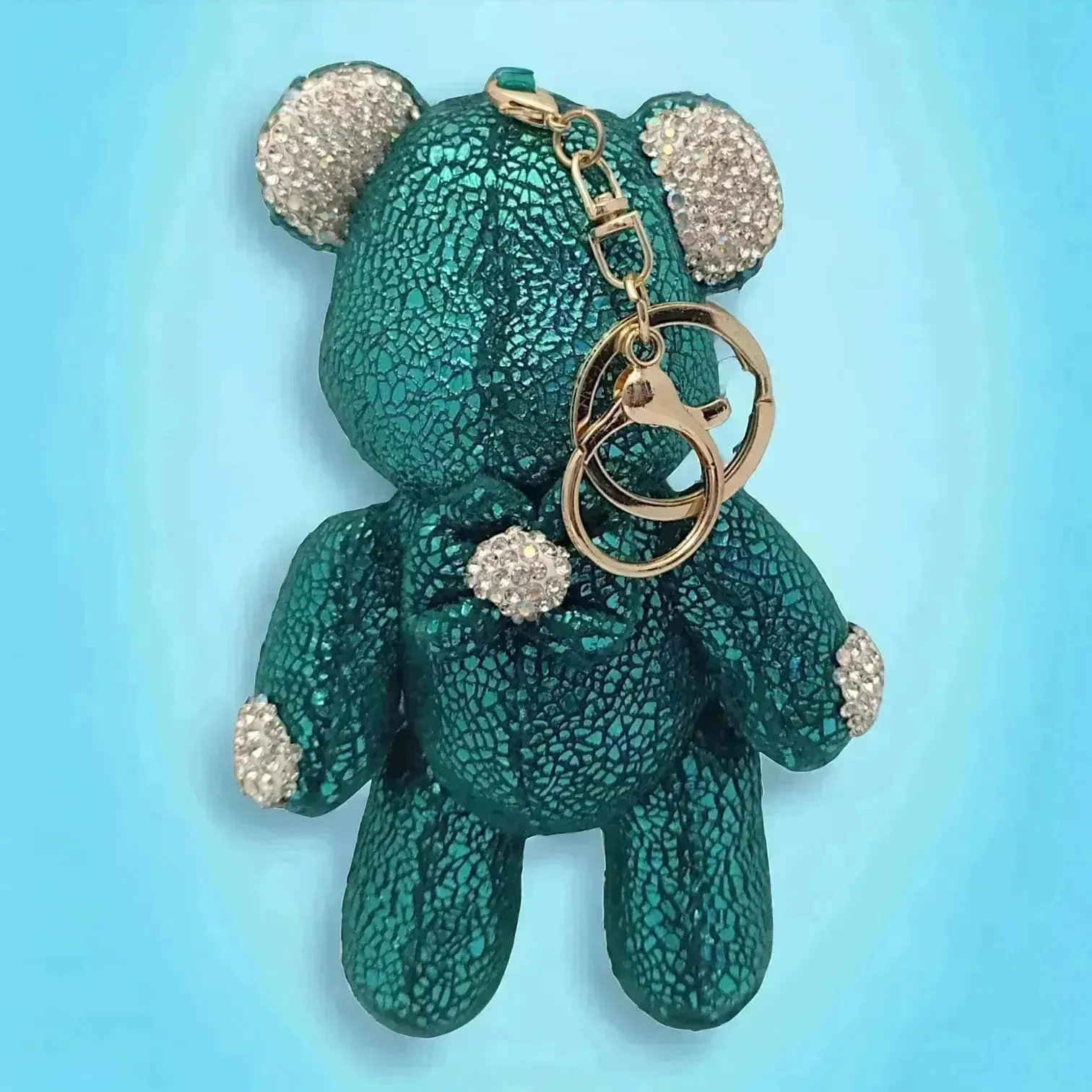 Luxurious Rhinestone Teddy Keychain