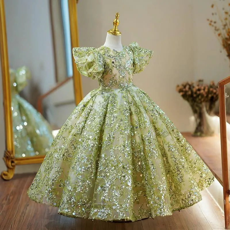 Luxurious Sequin Dress Girls' Dress Sparkling Princess Dream