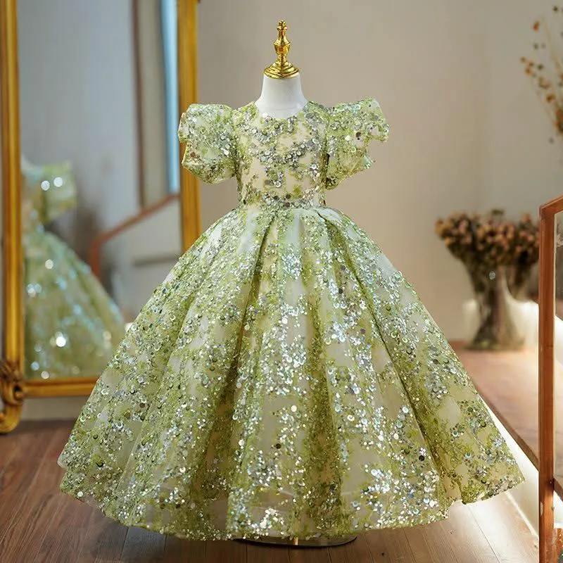 Luxurious Sequin Dress Girls' Dress Sparkling Princess Dream