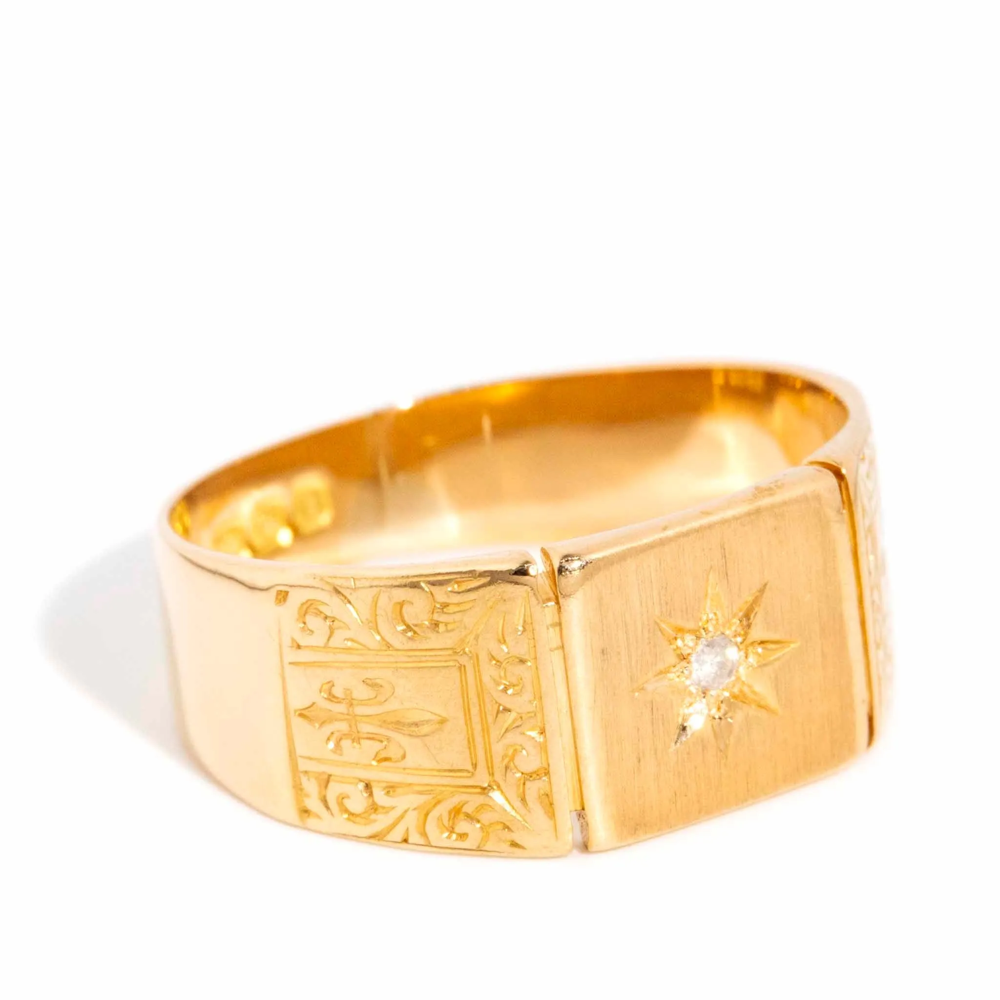 Mads 1850s Star Set Diamond Antique Ring 18ct Gold