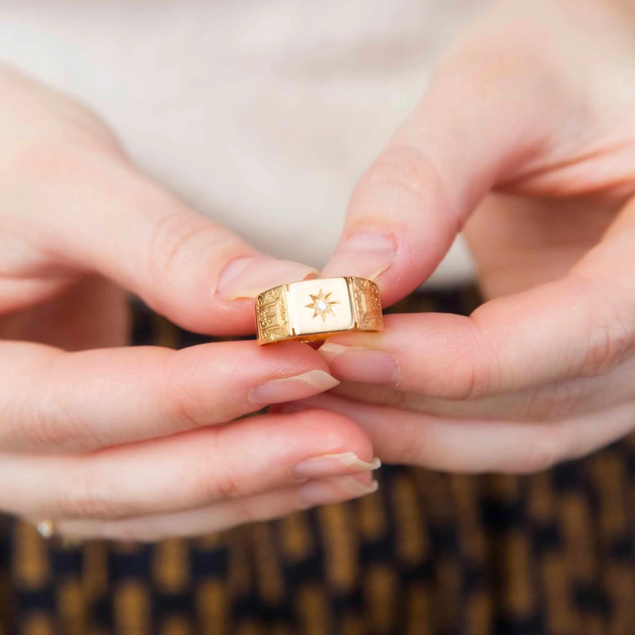 Mads 1850s Star Set Diamond Antique Ring 18ct Gold