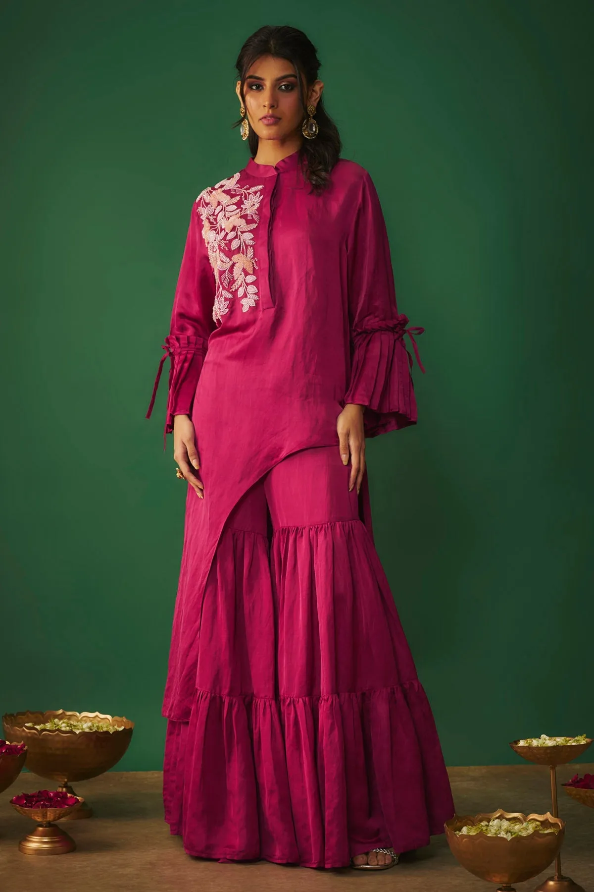 Magenta Asymmetrical Kurta Set