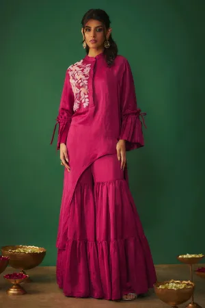 Magenta Asymmetrical Kurta Set