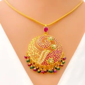 Majestic Floral Curve 22k Gold Pendant