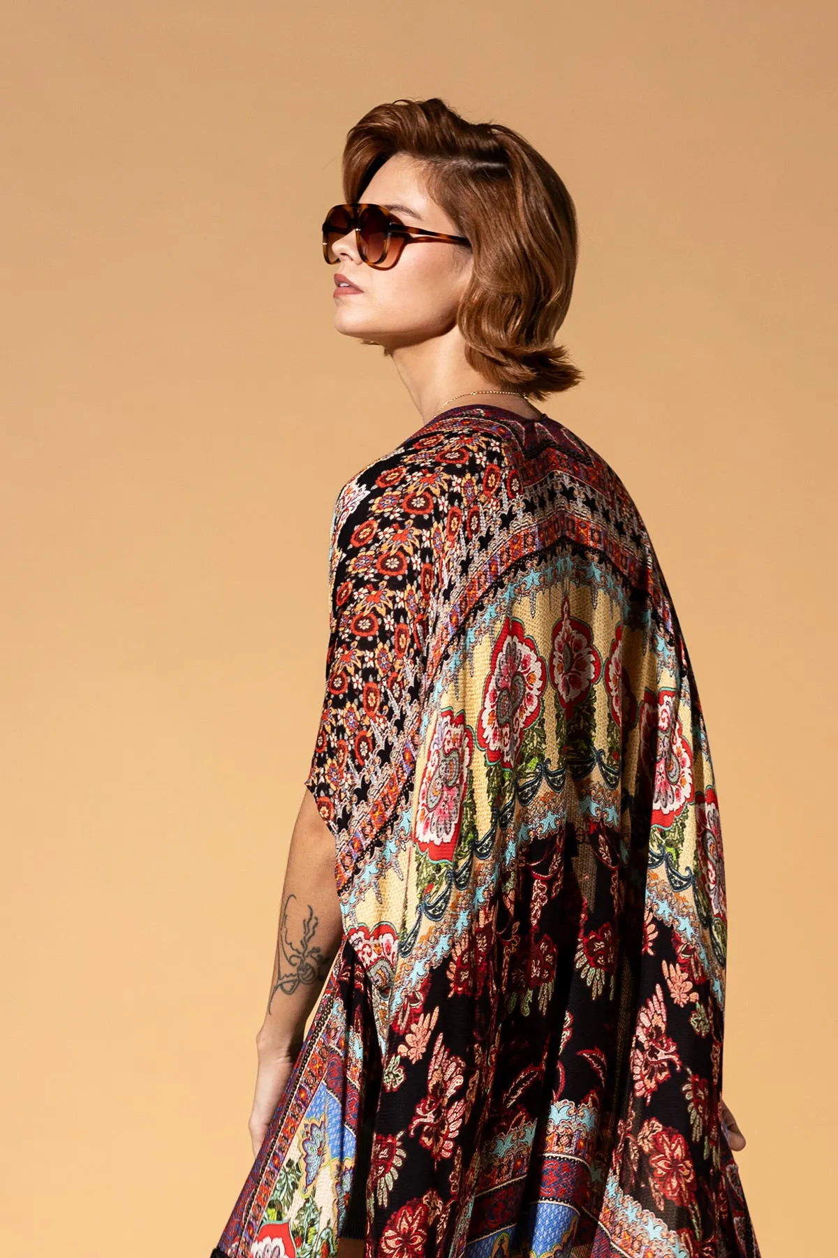 Majestic Mosaic Fringe Kimono