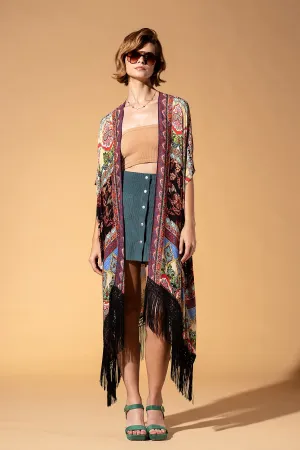 Majestic Mosaic Fringe Kimono