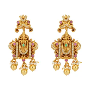 Majestic Perumal 925 Gold Plated Stone Infused Earrings