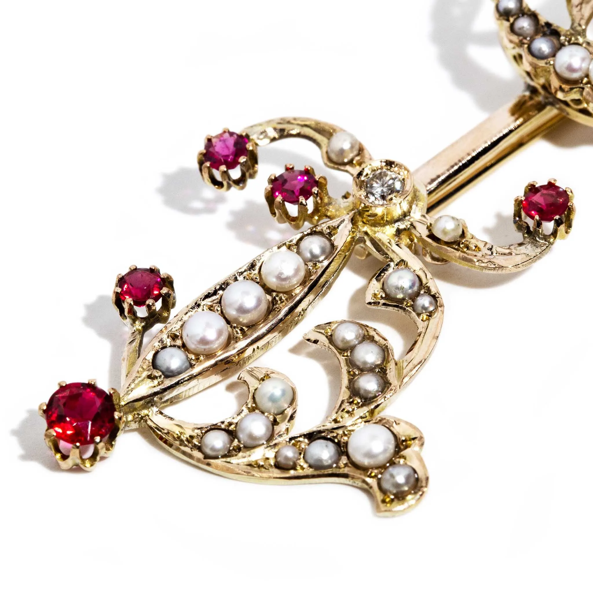Mary Antique Edwardian Seed Pearl & Garnet Brooch