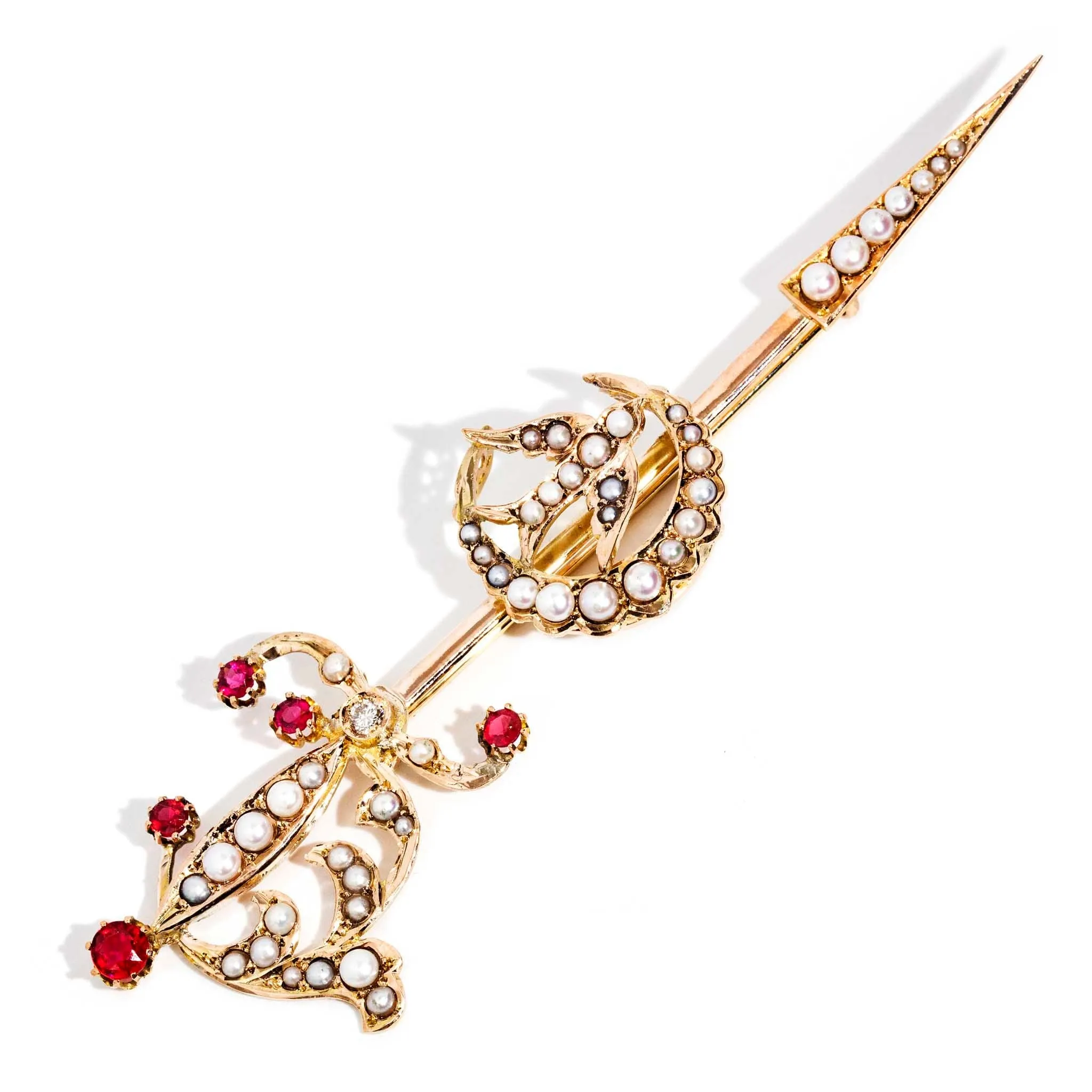 Mary Antique Edwardian Seed Pearl & Garnet Brooch