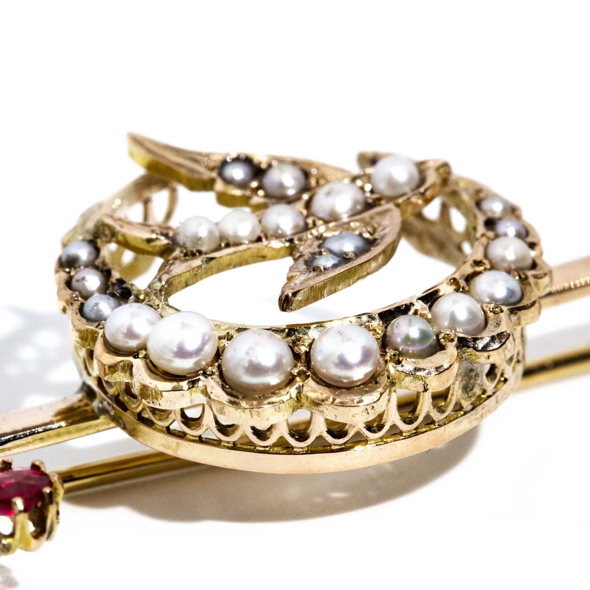 Mary Antique Edwardian Seed Pearl & Garnet Brooch