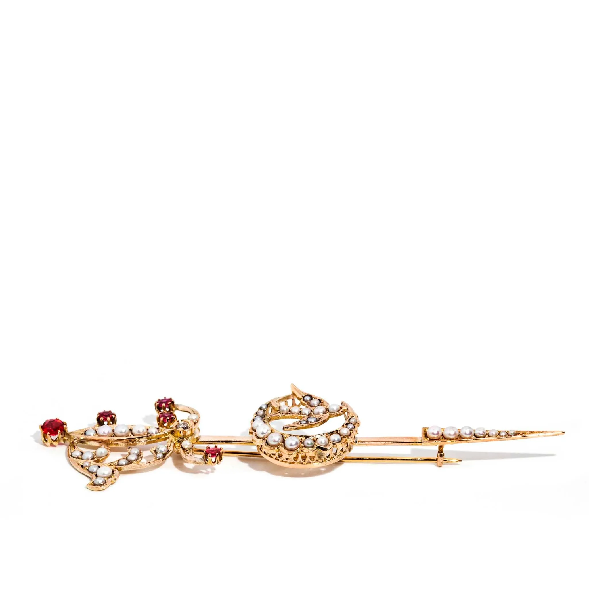 Mary Antique Edwardian Seed Pearl & Garnet Brooch