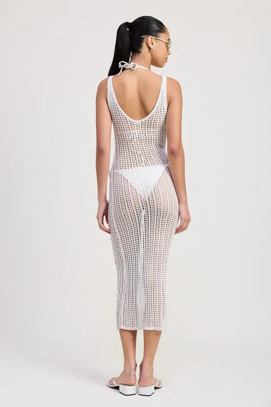 Maxi Crochet Metallic Beaded Dress