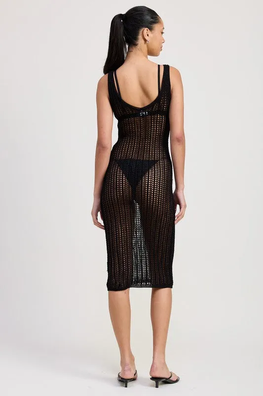 Maxi Crochet Metallic Beaded Dress