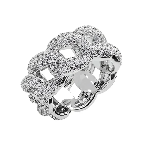 Miami Cuban Iced Out Chain Link Cubic Zirconia Ring - C103929