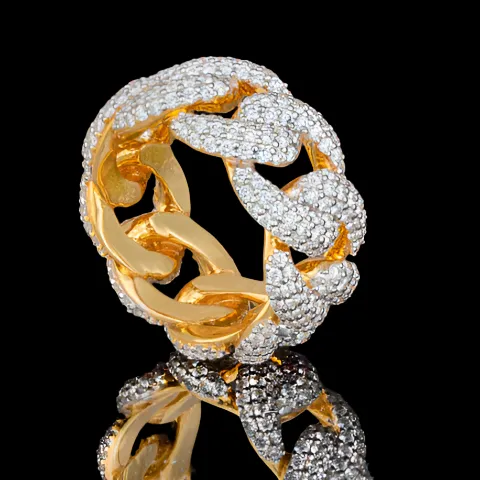 Miami Cuban Iced Out Chain Link Cubic Zirconia Ring - C103929