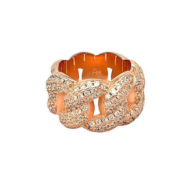 Miami Cuban Iced Out Chain Link Cubic Zirconia Ring - C103929