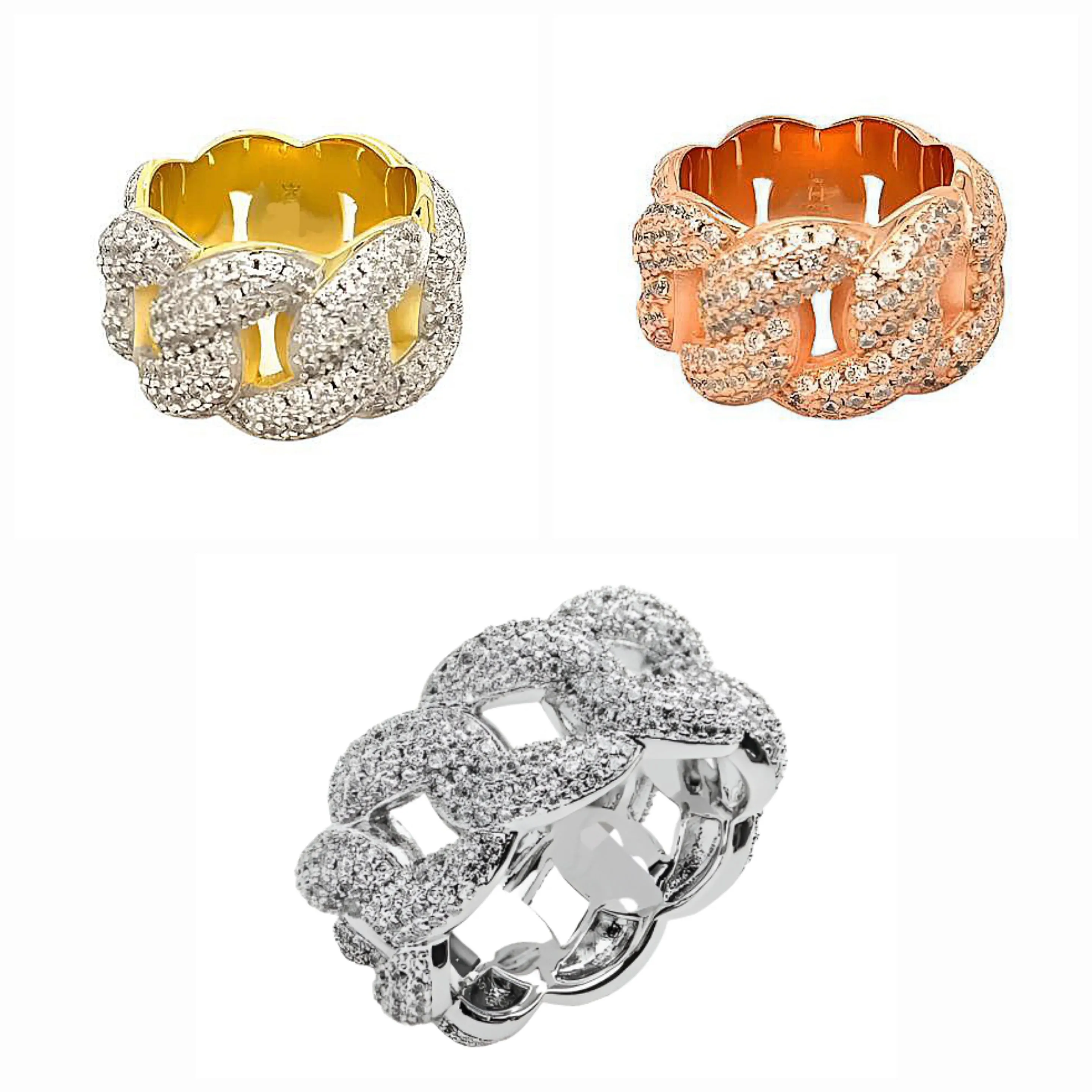 Miami Cuban Iced Out Chain Link Cubic Zirconia Ring - C103929
