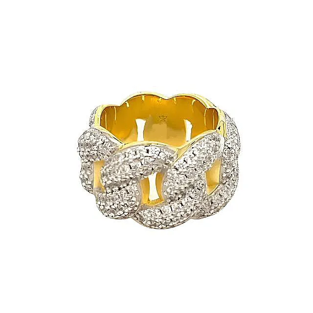 Miami Cuban Iced Out Chain Link Cubic Zirconia Ring - C103929